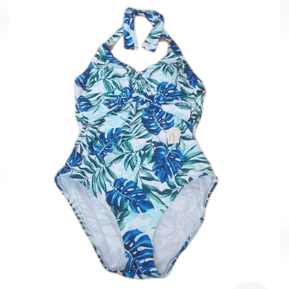 Tommy Bahama Halter Swimsuit Woman Sz 8 Floating Fronds Tummy Control Beach Nwt - Picture 8 of 16